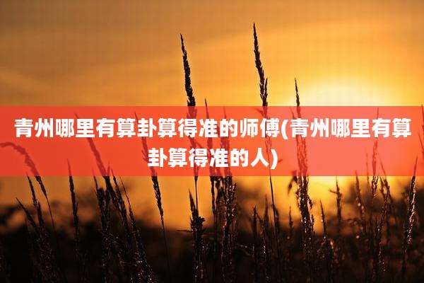青州哪里有算卦算得准的师傅(青州哪里有算卦算得准的人)