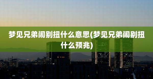 梦见兄弟闹别扭什么意思(梦见兄弟闹别扭什么预兆)