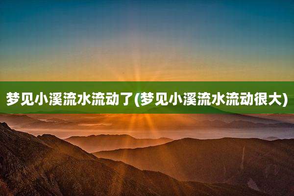 梦见小溪流水流动了(梦见小溪流水流动很大)