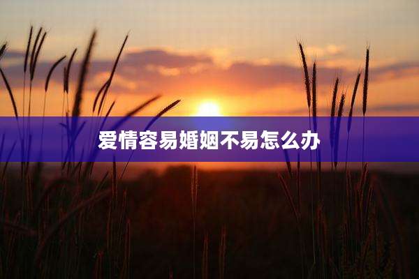 爱情容易婚姻不易怎么办