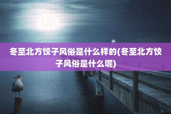 冬至北方饺子风俗是什么样的(冬至北方饺子风俗是什么呢)