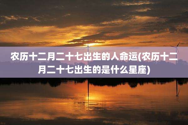 农历十二月二十七出生的人命运(农历十二月二十七出生的是什么星座)