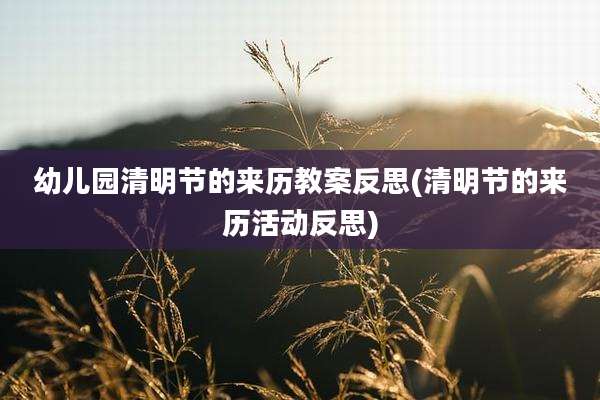 幼儿园清明节的来历教案反思(清明节的来历活动反思)