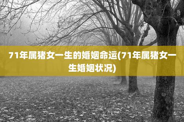 71年属猪女一生的婚姻命运(71年属猪女一生婚姻状况)