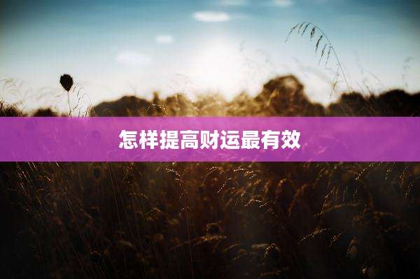 怎样提高财运最有效