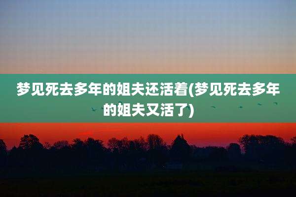 梦见死去多年的姐夫还活着(梦见死去多年的姐夫又活了)