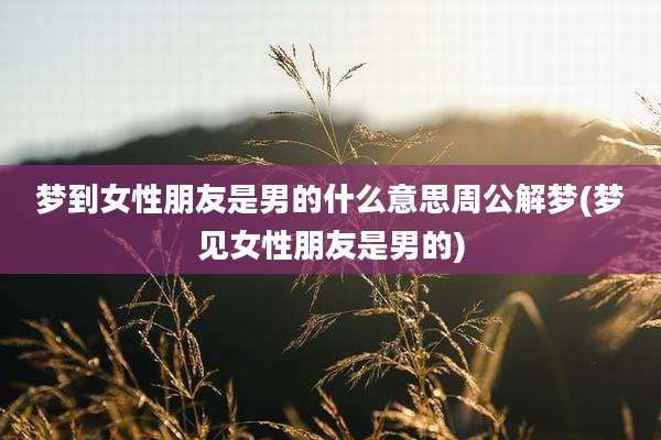 梦到女性朋友是男的什么意思周公解梦(梦见女性朋友是男的)