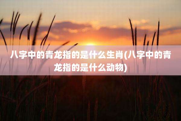 八字中的青龙指的是什么生肖(八字中的青龙指的是什么动物)