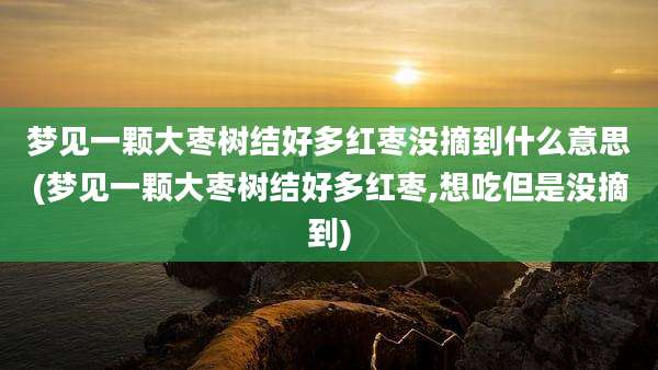 梦见一颗大枣树结好多红枣没摘到什么意思(梦见一颗大枣树结好多红枣,想吃但是没摘到)