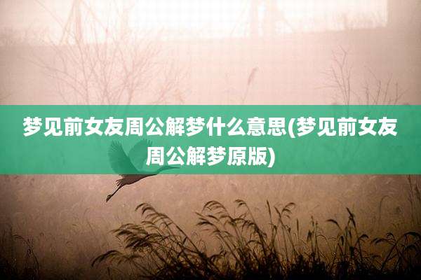 梦见前女友周公解梦什么意思(梦见前女友周公解梦原版)