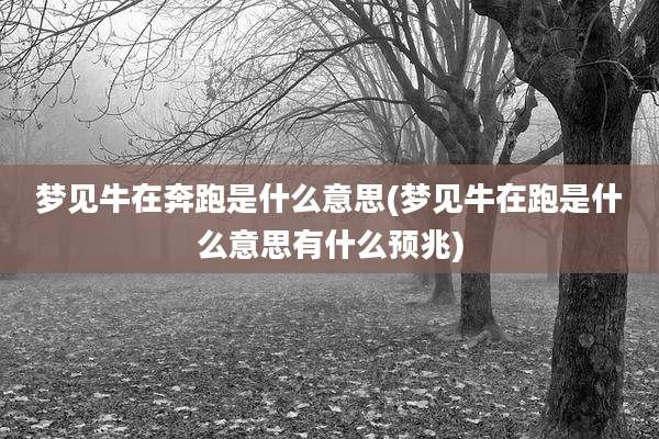 梦见牛在奔跑是什么意思(梦见牛在跑是什么意思有什么预兆)
