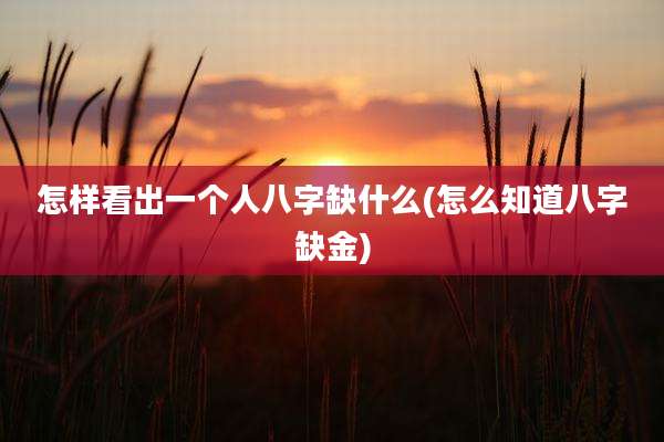 怎样看出一个人八字缺什么(怎么知道八字缺金)