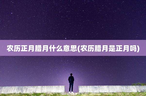 农历正月腊月什么意思(农历腊月是正月吗)