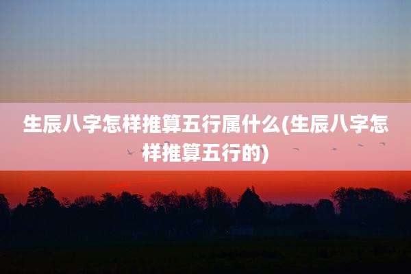 生辰八字怎样推算五行属什么(生辰八字怎样推算五行的)