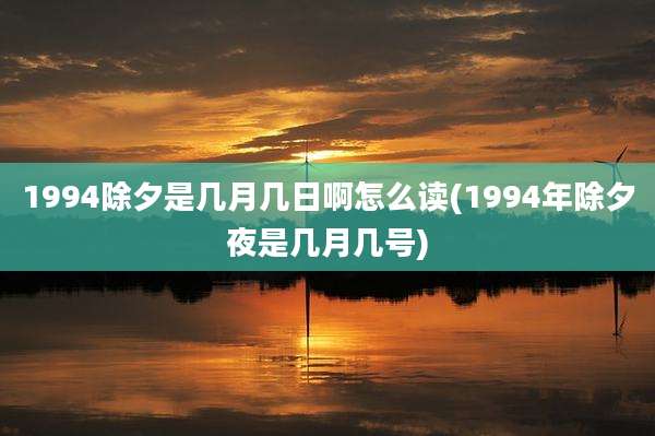 1994除夕是几月几日啊怎么读(1994年除夕夜是几月几号)