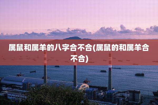 属鼠和属羊的八字合不合(属鼠的和属羊合不合)