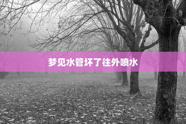 梦见水管坏了往外喷水