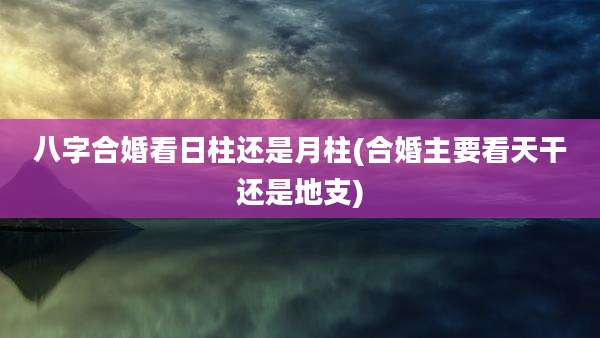 八字合婚看日柱还是月柱(合婚主要看天干还是地支)
