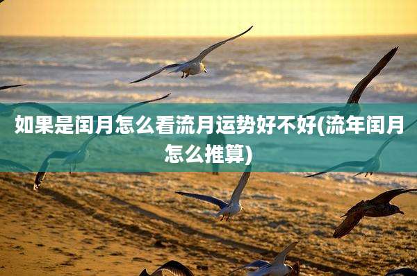 如果是闰月怎么看流月运势好不好(流年闰月怎么推算)