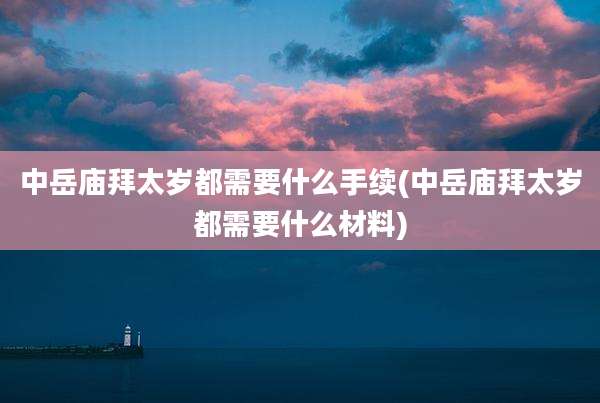 中岳庙拜太岁都需要什么手续(中岳庙拜太岁都需要什么材料)