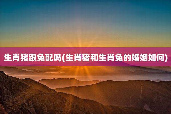 生肖猪跟兔配吗(生肖猪和生肖兔的婚姻如何)