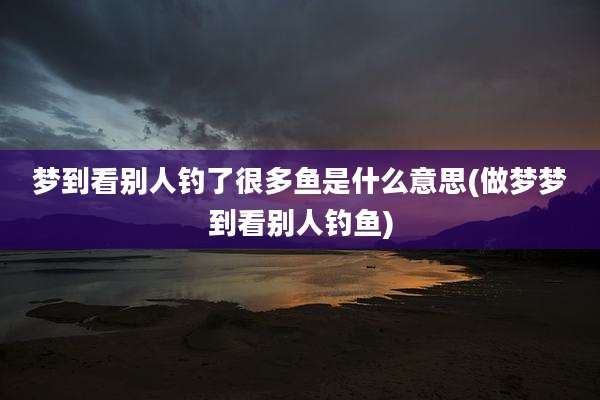 梦到看别人钓了很多鱼是什么意思(做梦梦到看别人钓鱼)