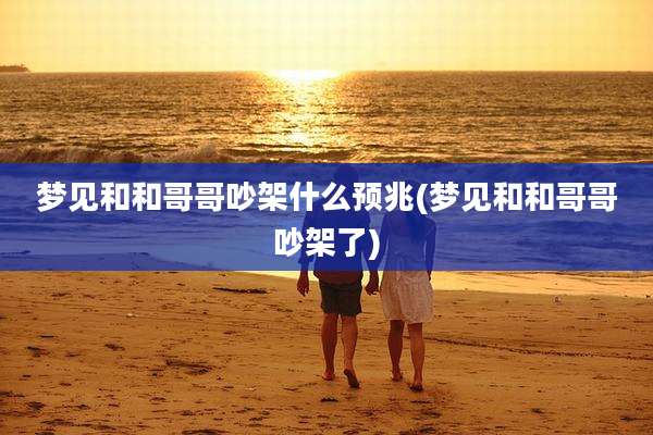 梦见和和哥哥吵架什么预兆(梦见和和哥哥吵架了)