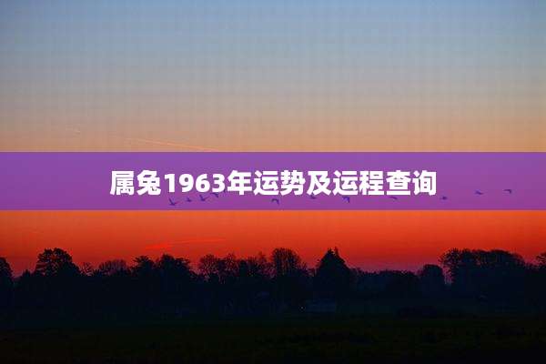 属兔1963年运势及运程查询