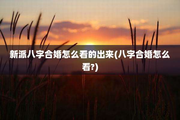 新派八字合婚怎么看的出来(八字合婚怎么看?)