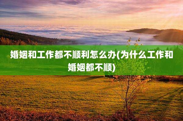 婚姻和工作都不顺利怎么办(为什么工作和婚姻都不顺)