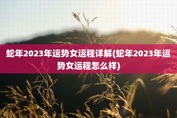蛇年2023年运势女运程详解(蛇年2023年运势女运程怎么样)