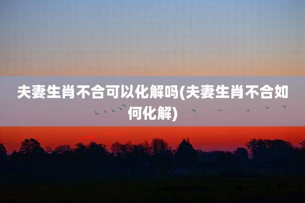 夫妻生肖不合可以化解吗(夫妻生肖不合如何化解)