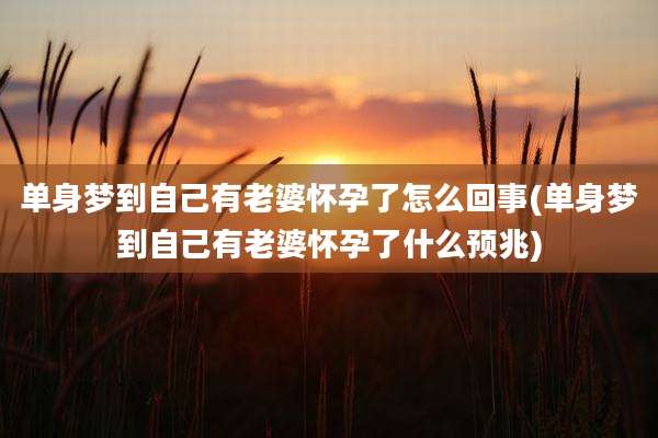单身梦到自己有老婆怀孕了怎么回事(单身梦到自己有老婆怀孕了什么预兆)