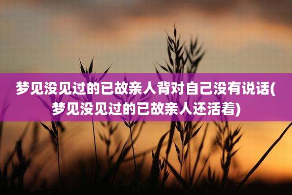 梦见没见过的已故亲人背对自己没有说话(梦见没见过的已故亲人还活着)