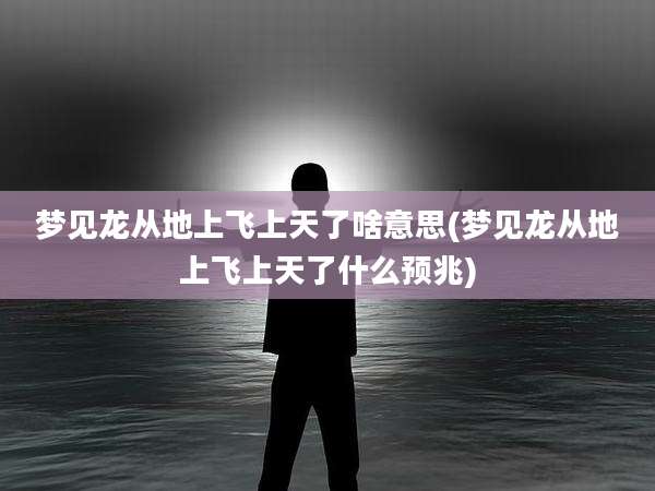 梦见龙从地上飞上天了啥意思(梦见龙从地上飞上天了什么预兆)
