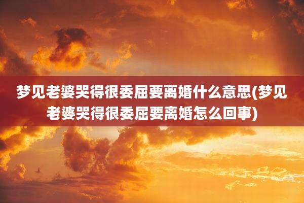 梦见老婆哭得很委屈要离婚什么意思(梦见老婆哭得很委屈要离婚怎么回事)