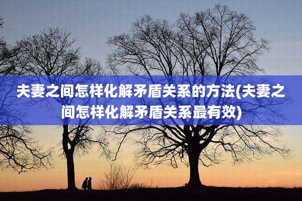 夫妻之间怎样化解矛盾关系的方法(夫妻之间怎样化解矛盾关系最有效)