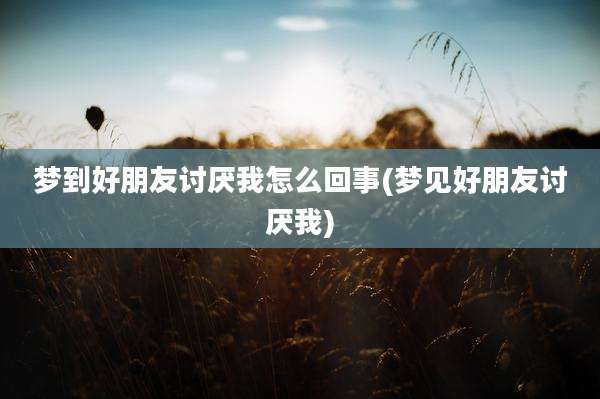 梦到好朋友讨厌我怎么回事(梦见好朋友讨厌我)