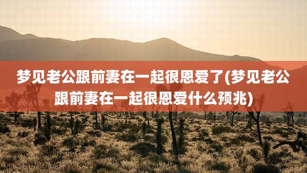 梦见老公跟前妻在一起很恩爱了(梦见老公跟前妻在一起很恩爱什么预兆)