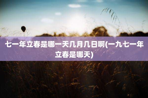 七一年立春是哪一天几月几日啊(一九七一年立春是哪天)