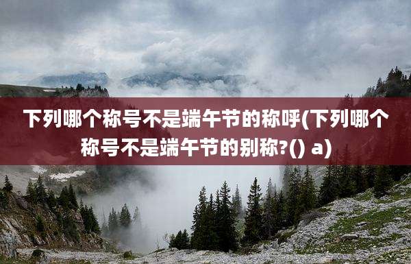 下列哪个称号不是端午节的称呼(下列哪个称号不是端午节的别称?() a)