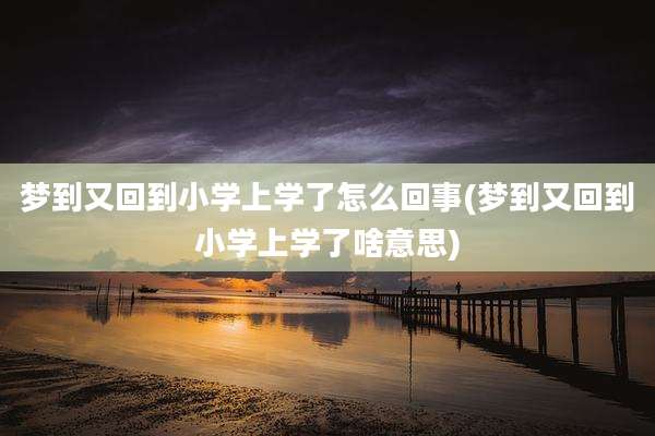 梦到又回到小学上学了怎么回事(梦到又回到小学上学了啥意思)