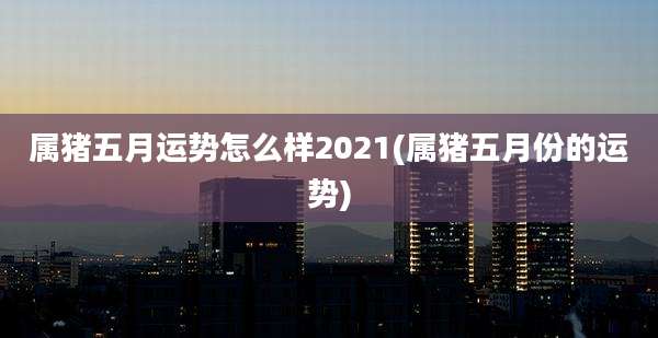 属猪五月运势怎么样2021(属猪五月份的运势)