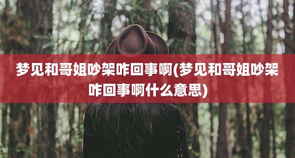 梦见和哥姐吵架咋回事啊(梦见和哥姐吵架咋回事啊什么意思)