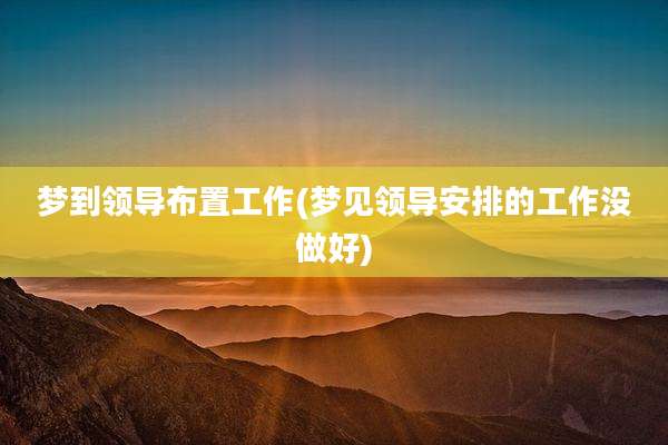 梦到领导布置工作(梦见领导安排的工作没做好)