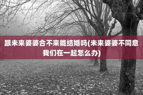 跟未来婆婆合不来能结婚吗(未来婆婆不同意我们在一起怎么办)