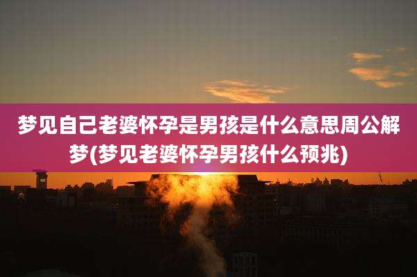 梦见自己老婆怀孕是男孩是什么意思周公解梦(梦见老婆怀孕男孩什么预兆)