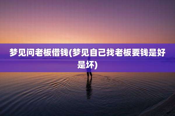 梦见问老板借钱(梦见自己找老板要钱是好是坏)
