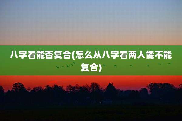 八字看能否复合(怎么从八字看两人能不能复合)