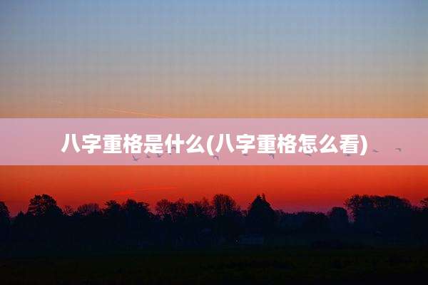 八字重格是什么(八字重格怎么看)